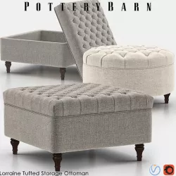 LORRAINE Tufted Storage Ottoman 3D model