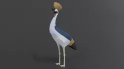 Low Poly Cartoon Grey Crowned Crane Low-poly 3D model