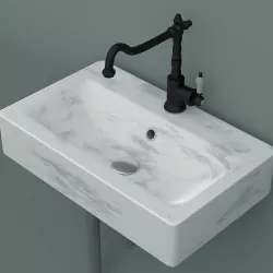 Marble sink with mixer faucet and pipes 3D model