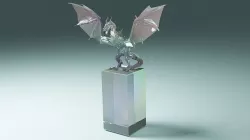 Medieval Glass Crystal Dragon Statue Game Ready PBR 3D printable Low-poly 3D model