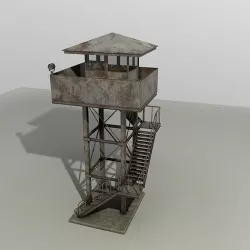 Military Watch Tower Low-poly 3D model