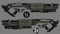 Modern Shotgun low-poly 3D Model Low-poly 3D model