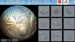 Ornament ZBRush Alphas and Brush 3D model