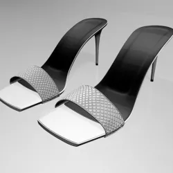 Patterned-Strap Stiletto Sandals 01 3D model