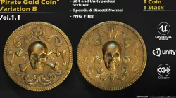 Pirate Gold Coin and  Stack - Variant B Low-poly 3D model