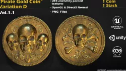 Pirate Gold Coin and Stack - Variant D Low-poly 3D model