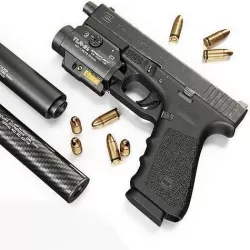  Pistol Glock 17 Gen4 and Flashlight with laser pointer 3D model