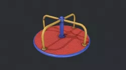 Playground Roundabout - Red Low-poly 3D model