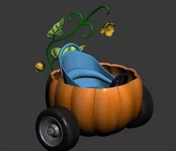 pumpkin car cartoon 3D model Low-poly 3D model