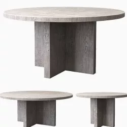 RECLAIMED RUSSIAN OAK PLANK ROUND DINING TABLE Gray 3D model