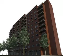 Residential Concrete Building for city Models 12 Storey High 3D model