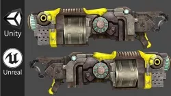 sci fi rocket launcher gun 3d low poly model Low-poly 3D model