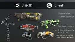Sci Fi Weapon Pack low poly guns 3d models Low-poly 3D model
