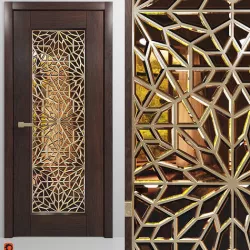 Set of interior doors with Arabic pattern stained glass 3D model