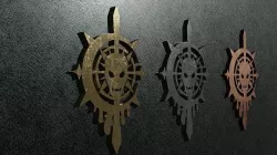 Skull emblem gold iron copper 3D model