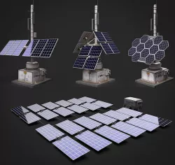 Solar Panels Set and Pack Source Files Attached 8K Textures Low-poly 3D model