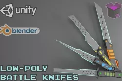 Stylized Battle Knifes Pack Low-poly 3D model