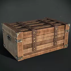 Stylized Wooden Chest pbr Low-poly 3D model