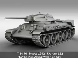 T-34-76 - Model 1942 - Factory 112 - Soviet Medium Tank  3D model
