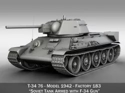 T-34-76 - Model 1942 - Factory 183 - Soviet Medium Tank 3D model