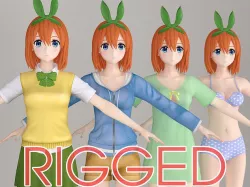 T pose rigged model of Yotsuba Nakano anime girl 3D model
