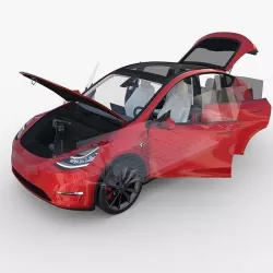 Tesla Model Y RWD Red with interior and chassis 3D model