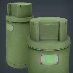 Trash Bin Low-poly 3D model