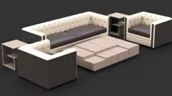 Tufted Sofa Set 3D model