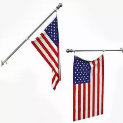 USA Flag and flagpole 3D model