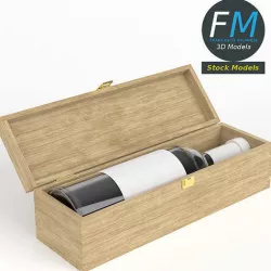 Wine bottle in a wooden box 3D model