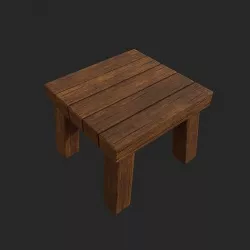 wooden stool Low-poly 3D model