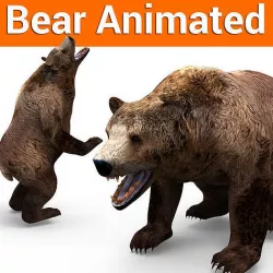 3D Brown Bear Rigged and animated  Low-poly 3D model