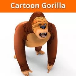 3D cartoon Gorilla Models game ready low poly Low-poly 3D model