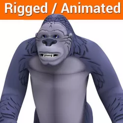 3D Cartoon Gorilla rigged and animated  Low-poly 3D model