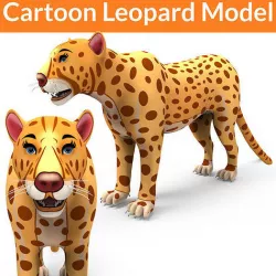 3D  Cartoon Leopard low poly game ready  Low-poly 3D model