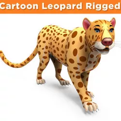 3D Cartoon Leopard Rigged Model  Low-poly 3D model