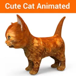 3D Cat Animated Low-poly 3D model