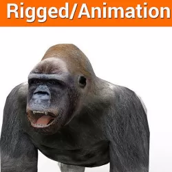 3D Model Gorilla Animated and Rigged Low-poly 3D model