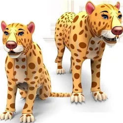 3D Rigged And Animated Cartoon Leopard Low-poly 3D model