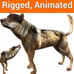 3d Wolf rigged and animated  Low-poly 3D model
