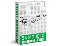 54 Models Restroom Collection Bathroom Toilet Lavatory Shower 3D model