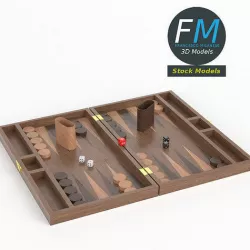 Backgammon board game set 3D model