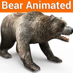 Bear Rigged and animated 3D Low-poly 3D model