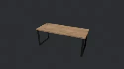 Beech Wood Modern Table with Black Legs Low-poly 3D model
