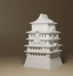 Cartoon Japanese Himeji Castle 3D model