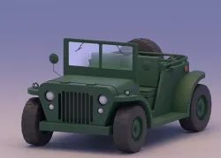 Cartoon Military Jeep Willys Low-poly 3D model
