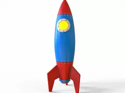 Cartoon rocket Low-poly 3D model