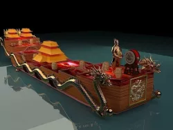 chinese junk ship warship oldship pirates fleet sails 3D model