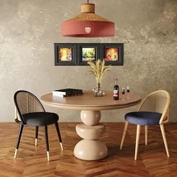 Dining Set 2- By Rattan Chair In 4 Color 3D model
