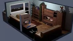 Divided Bedroom Low-poly 3D model